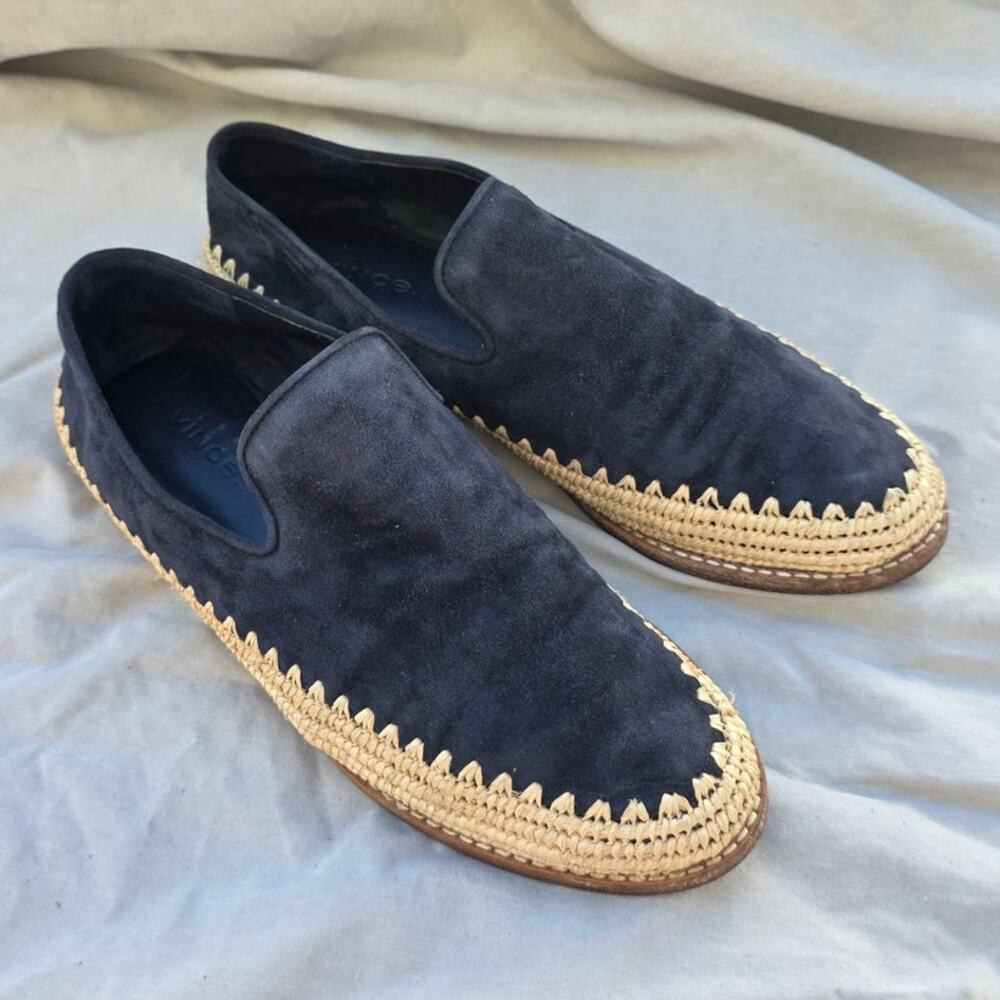 Vince vince. Jalen Loafer Espadrille Women 7.5 M, Coastal Suede Raffia granny